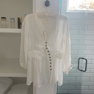Anthropologie white button up blouse